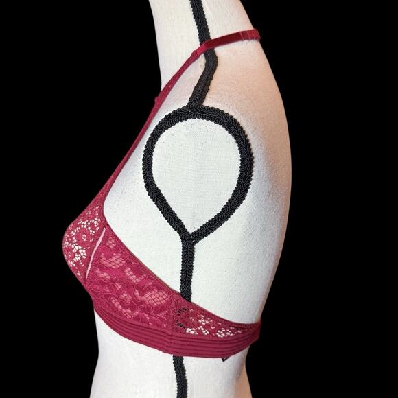 Victorias Secret Very Sexy Halter Keyhole Lace Bralette Burgundy Red Small - Picture 2 of 12